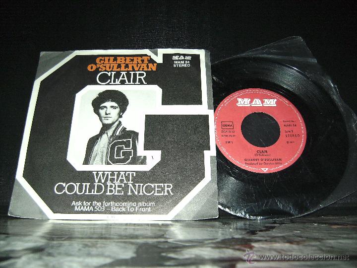 Discos de vinilo: GILBERT O&acute;SULLIVAN , SINGLE CLAIR , 1972 - Foto 1