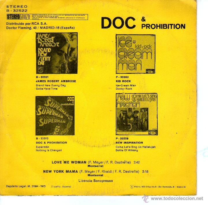 Discos de vinilo: DOC & PROHIBITION, LOVE ME WOMAN - Foto 2