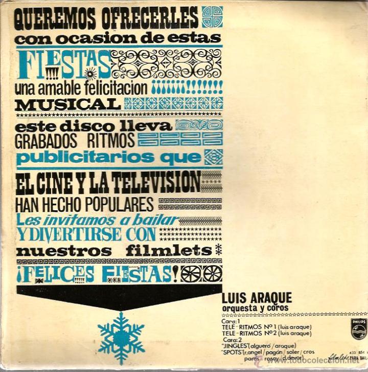 Discos de vinilo: EP LUIS ARAQUE : TELE-RITMOS 1 Y 2 + JINGLES + SPOTS - Foto 3