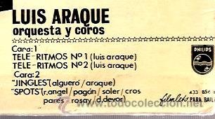 Discos de vinilo: EP LUIS ARAQUE : TELE-RITMOS 1 Y 2 + JINGLES + SPOTS - Foto 4