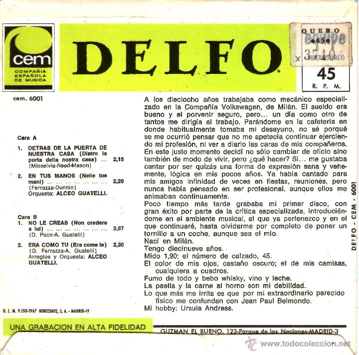 Discos de vinilo: DELFO - NO LO CREAS - Foto 2
