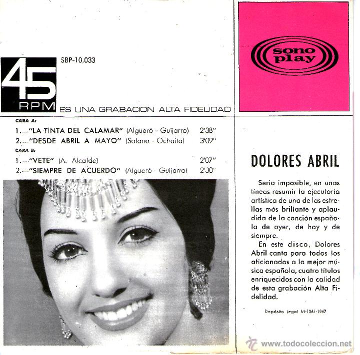 Discos de vinilo: DOLORES ABRIL - LA TINTA DEL CALAMAR - Foto 3