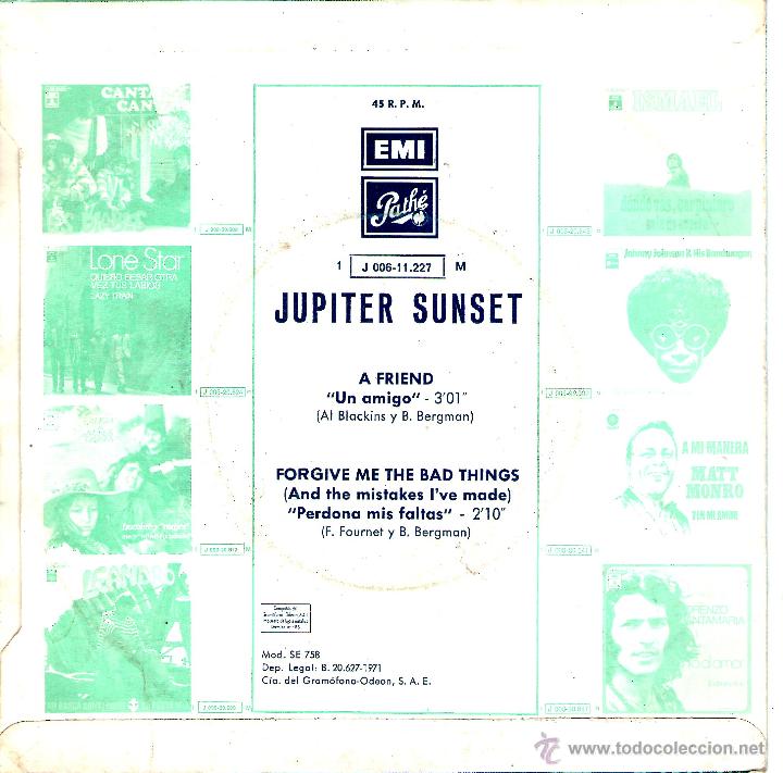 Discos de vinilo: JUPITER SUNSET - A FRIEND - Foto 2
