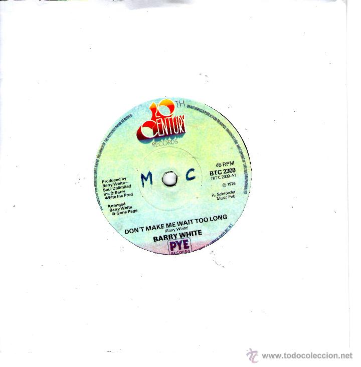 Discos de vinilo: BARRY WHITE  DONT MAKE ME WAIT TOO LONG - Foto 2