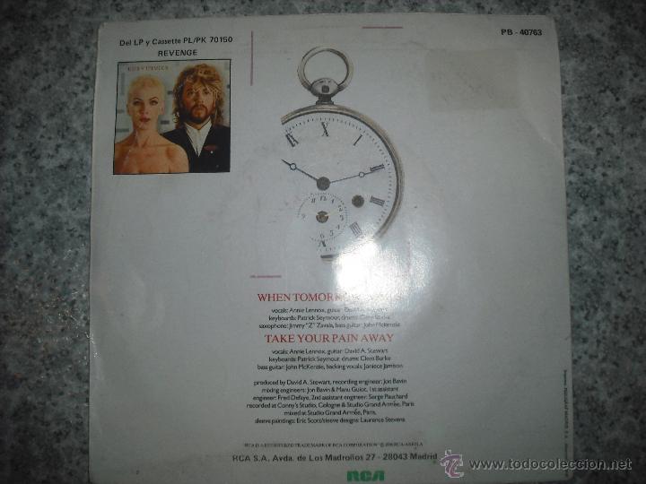 Discos de vinilo: Eurythmics, con su exito, When Tomorrow Comes, del a&ntilde;o 1986 - Foto 2