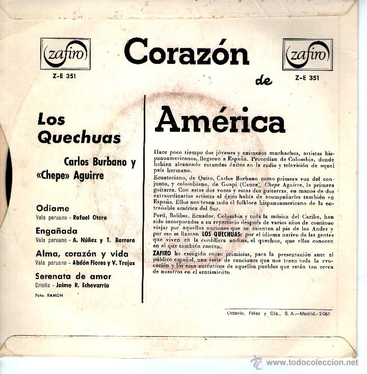 Discos de vinilo: LOS QUECHUAS CORAZON DE AMERICA - Foto 2