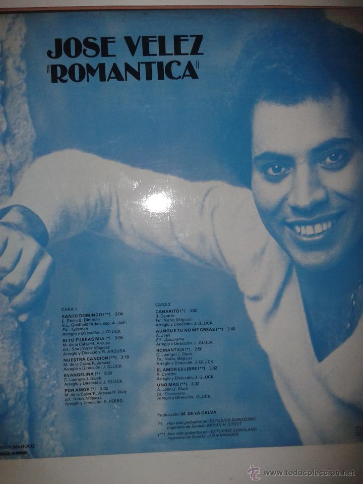 Discos de vinilo: JOSE VELEZ - ROMANTICA - Foto 2