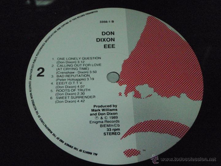 Discos de vinilo: Don Dixon &lrm;&ndash; E-E-E Europe,1989 Enigma Records - Foto 5