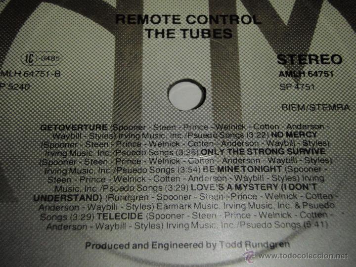 Discos de vinilo: The Tubes &ndash; Remote Control Holanda 1979 A&M RECORDS - Foto 4