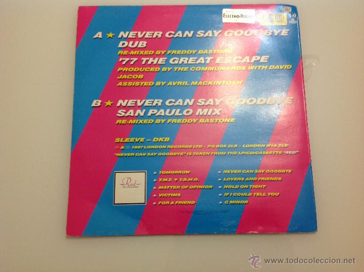 Discos de vinilo: THE COMMUNARDS NEVER CAN SAY GOODBYE REMIX VINILO - Foto 2