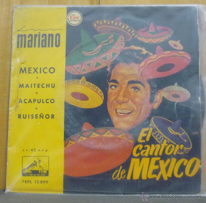 Disques de vinyle: MARIANO EL CANTOR DE M&Eacute;XICO - M&Eacute;XICO +3 - EP LA VOZ DE SU AMO 1958 - DIFERENTE LOGO Y LABEL - SI