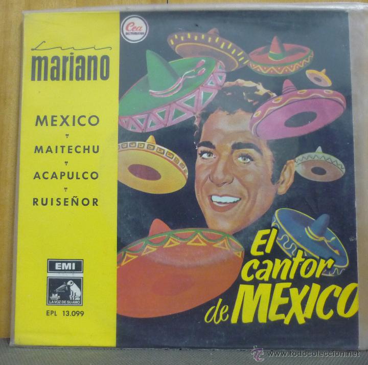 Disques de vinyle: MARIANO EL CANTOR DE M&Eacute;XICO - M&Eacute;XICO +3 - EP LA VOZ DE SU AMO 1958 - DIFERENTE LOGO Y LABEL - SI