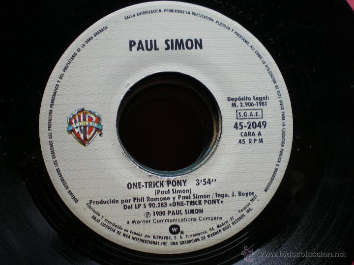 Discos de vinilo: PAUL SIMON SINGLE ONE TRICK PONY 1981 PEPETO - Foto 1