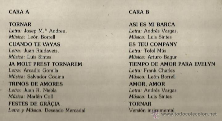 Discos de vinilo: LP LLUIS SINTES : TORNAR  (CANTAUTOR DE MENORCA ) - Foto 2
