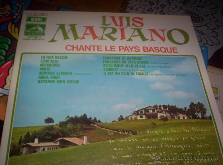 Discos de vinilo: LUIS MARIANO - CHANTE LE PAYS BASQUE - EMI - 1978 - Foto 1