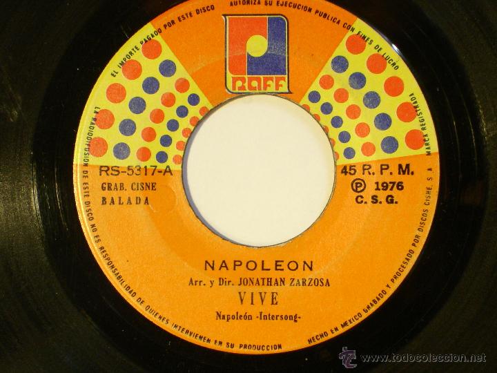 Disques de vinyle: Napoleon - Vive / Pasaje - Raff RS-5317 - 1976 - Edicion Mexicana - Solo Vinilo