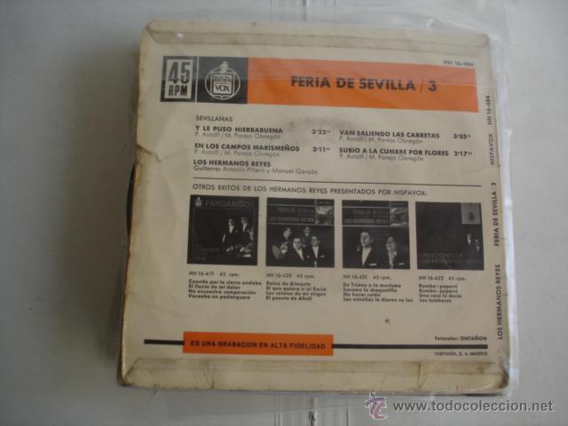 Discos de vinilo: LOS HERMANOS REYES FERIA DE SEVILLA - Foto 2