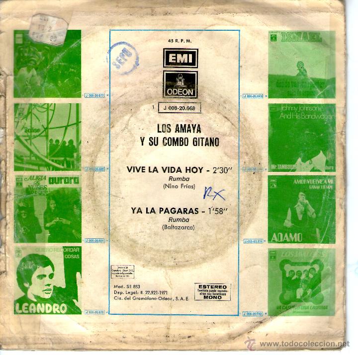 Discos de vinilo: LOS AMAYA Y SU COMBO GITANO - VIVE LA VIDA HOY - Foto 2