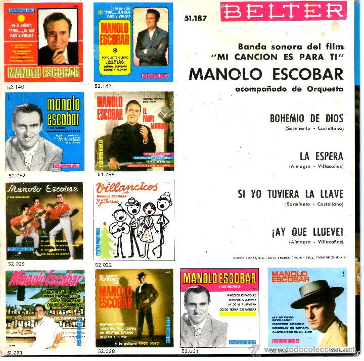 Discos de vinilo: MANOLO ESCOBAR MI CANCION ES PARA TI - Foto 2