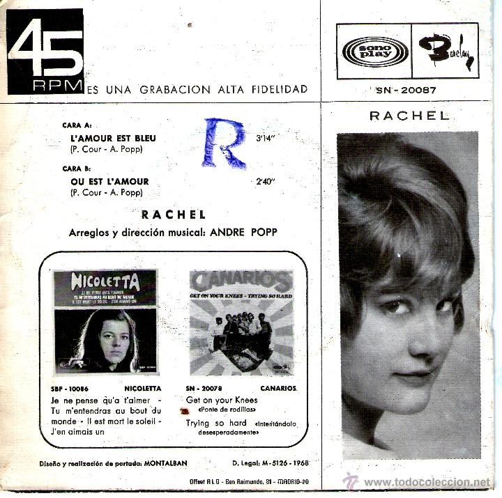 Discos de vinilo: RACHEL LAMOUR EST BLEU - Foto 2