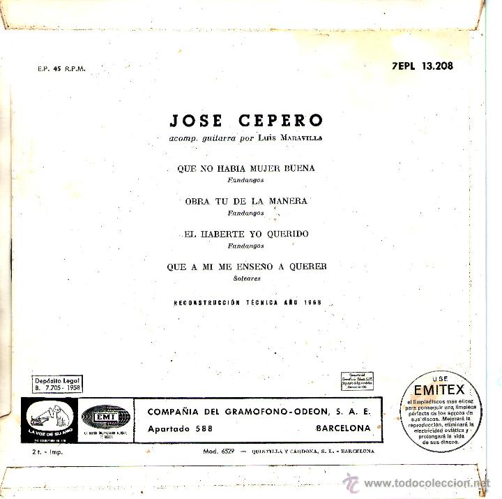 Discos de vinilo: EL CANTE DE JOSE CEPERO - Foto 2