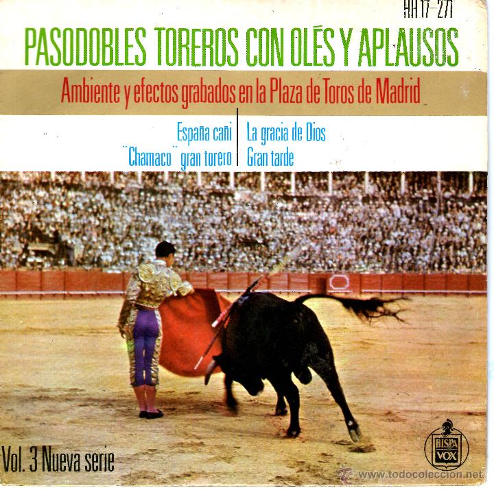 Discos de vinilo: PASODOBLES TOREROS CON OL&Eacute;S Y APLAUSOS - Foto 1