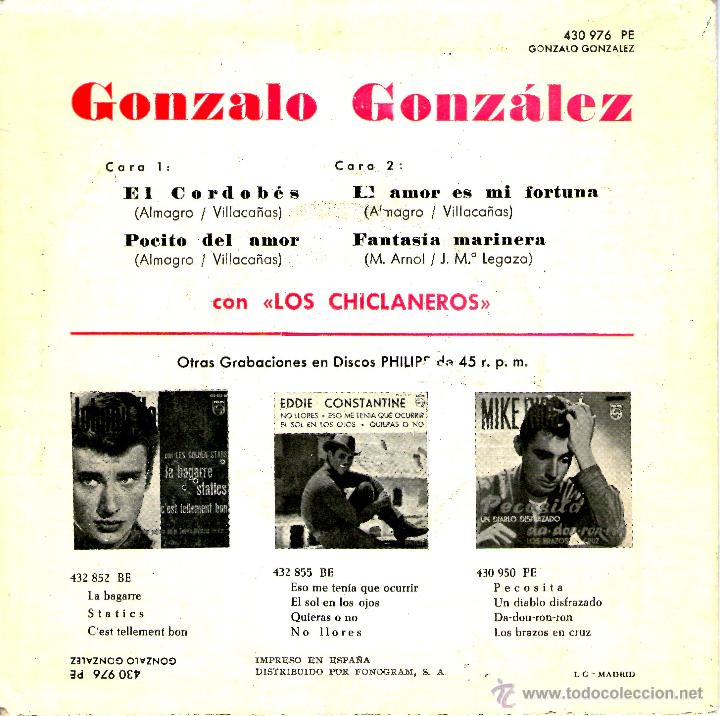 Discos de vinilo: GONZALO GONZALEZ LOS CHICLANEROS - Foto 2