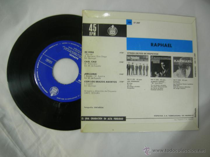 Discos de vinilo: RAPHAEL - ORIGINAL EPS MI VIDA/ MA VIE - HISPAVOX 1964 - Foto 2