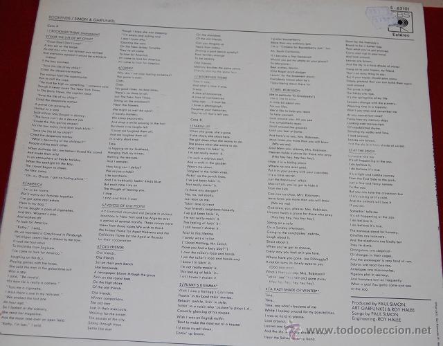 Discos de vinilo: DISCO VINILO LP SIMON & GARFUNKEL- BOOKENDS 1.970 - Foto 2