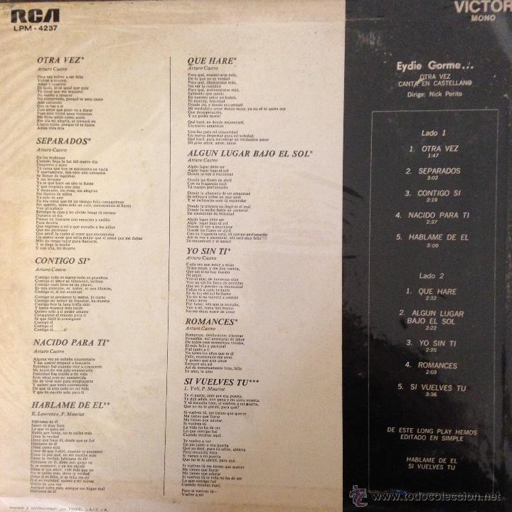 Discos de vinilo: LP de Eydie Gorme cantado en español año 1969 edición argentina - Foto 2 - 42565310