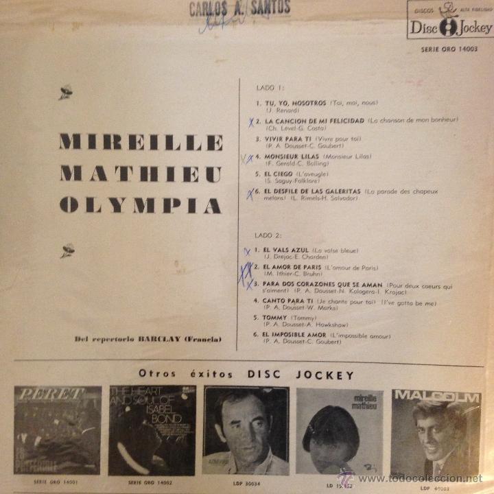 Discos de vinilo: LP argentino de Mireille Mathieu a&ntilde;o 1970 - Foto 2