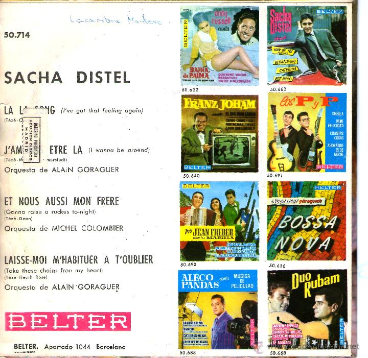 Discos de vinilo: SACHA DISTEL LALA SONG - Foto 2