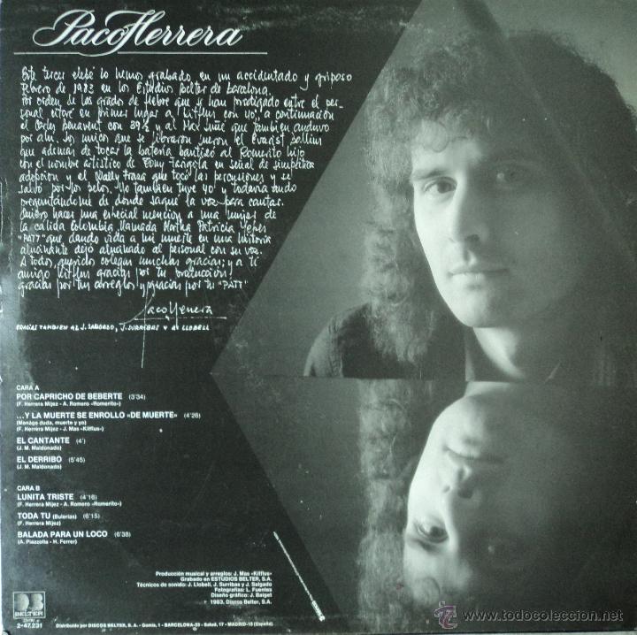 Discos de vinilo: Paco Herrera - Para beberte y beberte - Edici&oacute;n de 1983 de Espa&ntilde;a - Foto 2
