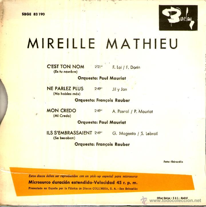 Discos de vinilo: MIREILLE MATHIEU CEST TON NOM - Foto 2