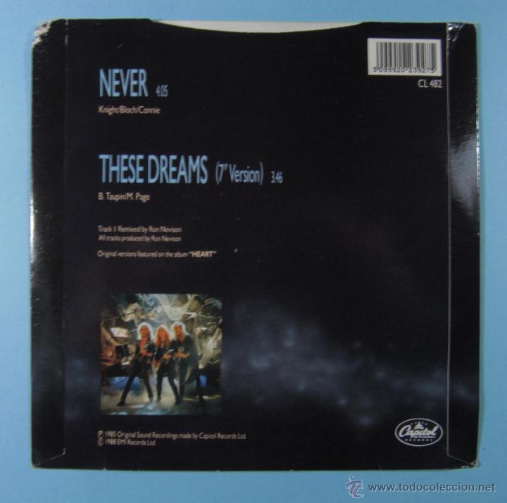 Discos de vinilo: HEART - Never + These Dreams - Single 1988 - Foto 3
