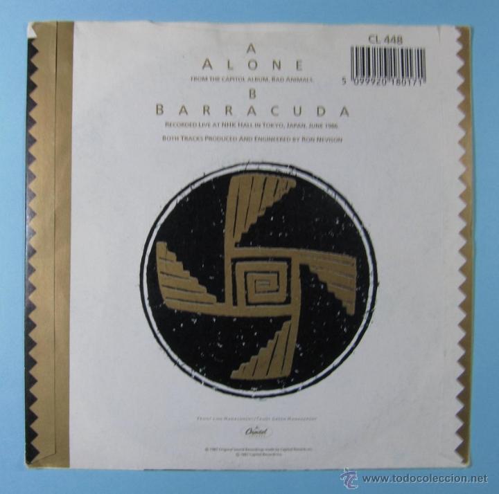 Discos de vinilo: HEART - Alone + Barracuda - Single 1987 - Foto 3