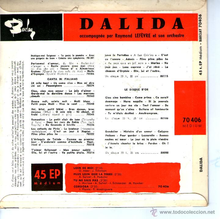 Discos de vinilo: DALIDA LOIN DE MOI - Foto 2