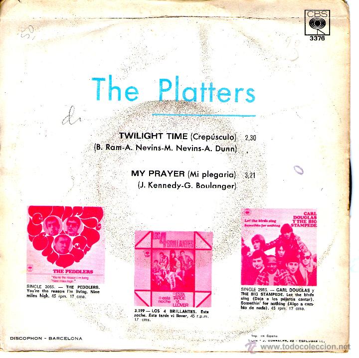 Discos de vinilo: THE PLATTERS TWILIGHT TIME/ MY PRAYER - Foto 2