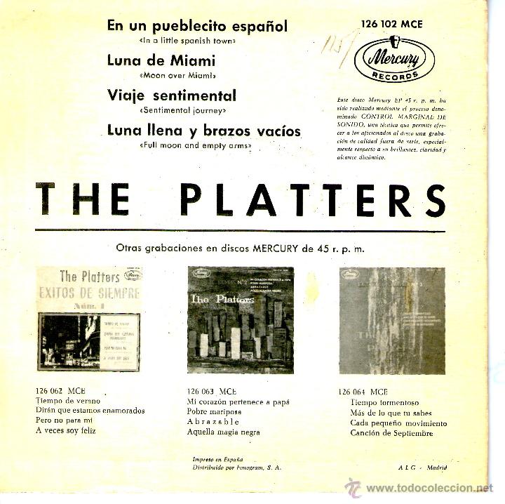 Discos de vinilo: THE PLATTERS RECUERDOS SENTIMENTALES - Foto 2