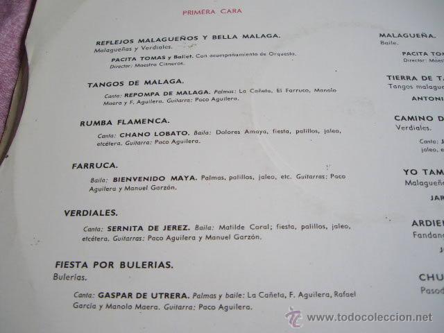 Discos de vinilo: REFLEJOS MALAGUE&Ntilde;OS-EDICION ORIGINAL DECCA 1963 - Foto 2