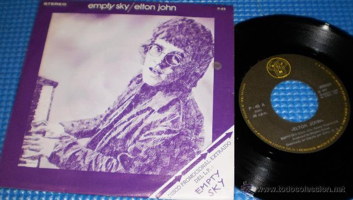 Discos de vinilo: elton john single promocional empty sky espa&ntilde;a 1977 - Foto 1