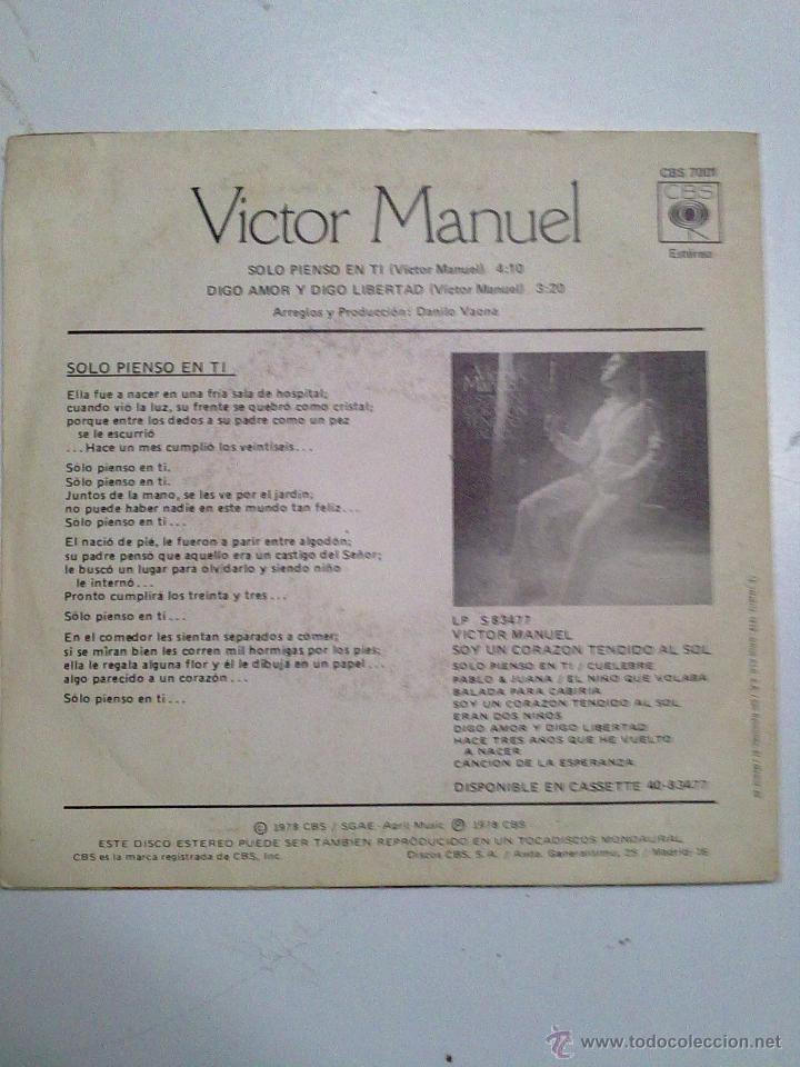 Discos de vinilo: VICTOR MANUEL-SOLO PIENSO EN TI - Foto 2