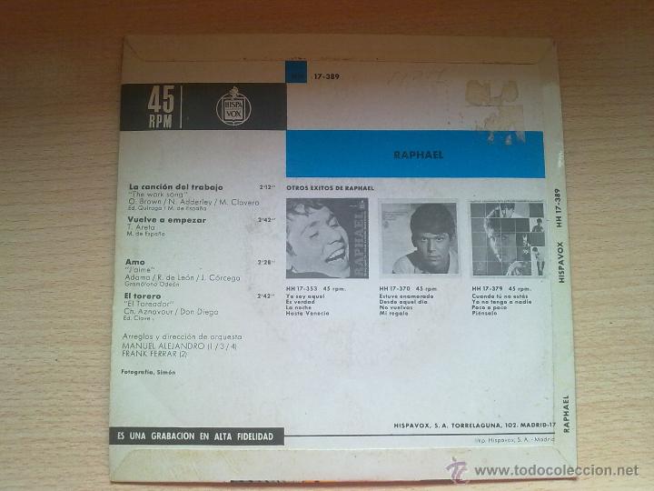 Discos de vinilo: RAPHAEL-LA CANCION DEL TRABAJO - Foto 2