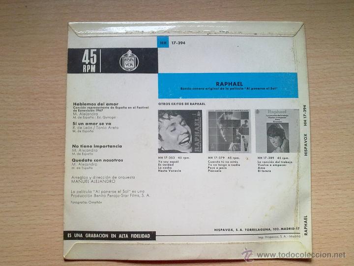 Discos de vinilo: RAPHAEL-EUROVISION 67 - Foto 3