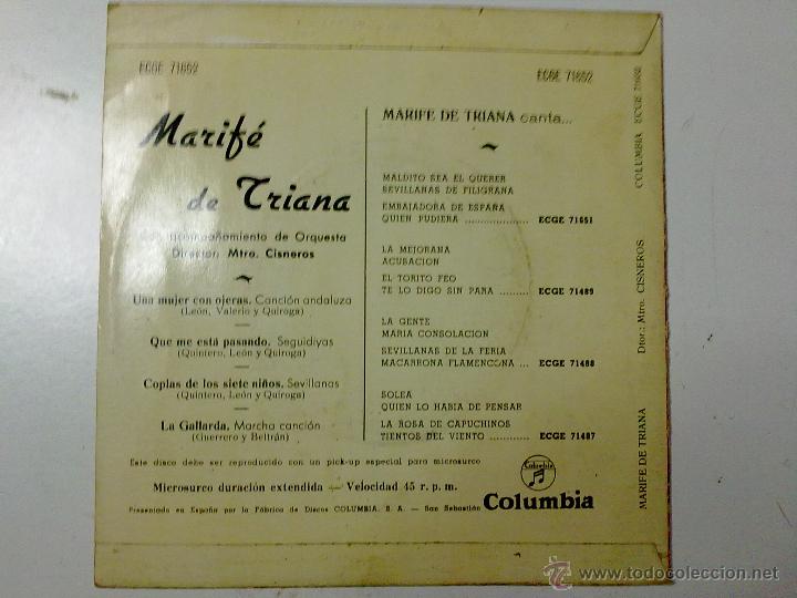 Discos de vinilo: MARIFE DE TRIANA-UNA MUJER CON OJERAS - Foto 3