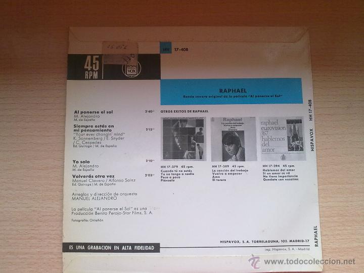 Discos de vinilo: RAPHAEL- AL PONERSE EL SOL - Foto 2