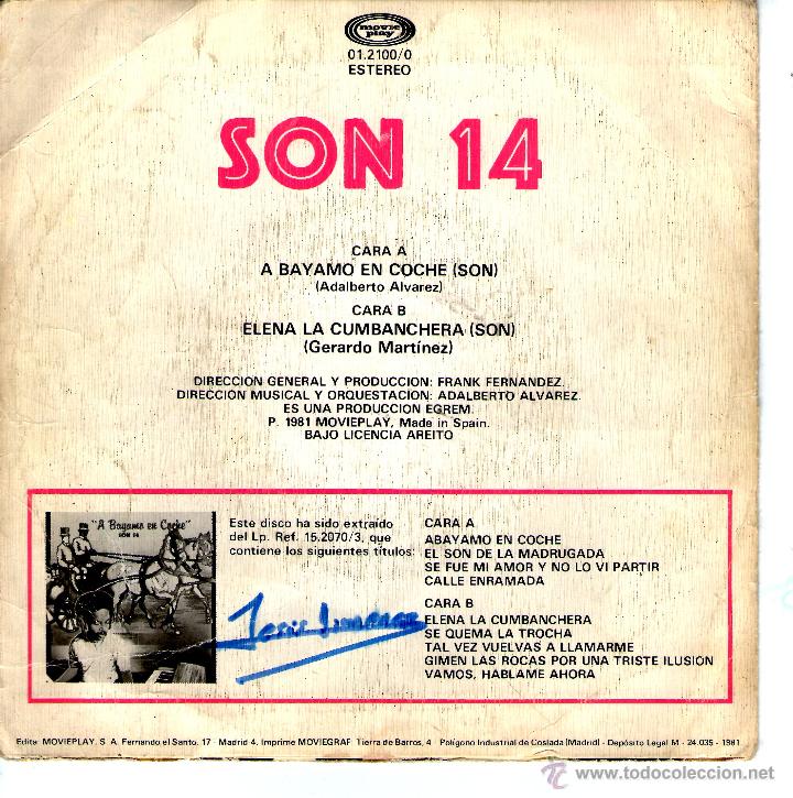 Discos de vinilo: SON 14 - A BAYAMO EN COCHE - Foto 2