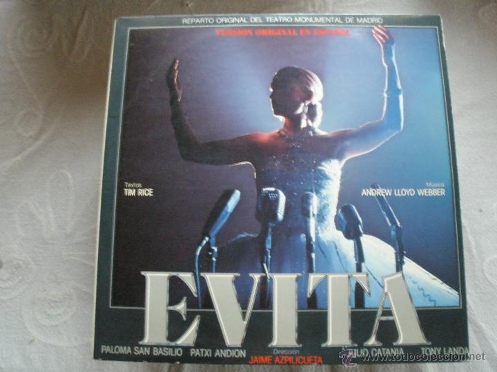 Discos de vinilo: EVITA ANDREW LLOYD WEBBER DOBLE LP CON LIBRETO VERSION EN ESPA&Ntilde;OL - Foto 1
