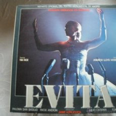 Discos de vinilo: EVITA ANDREW LLOYD WEBBER DOBLE LP CON LIBRETO VERSION EN ESPAÑOL. Lote 43013405