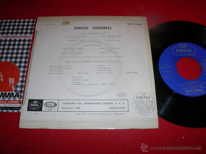Discos de vinilo: emilio vendrell  lemigrant  regal  ep - Foto 2